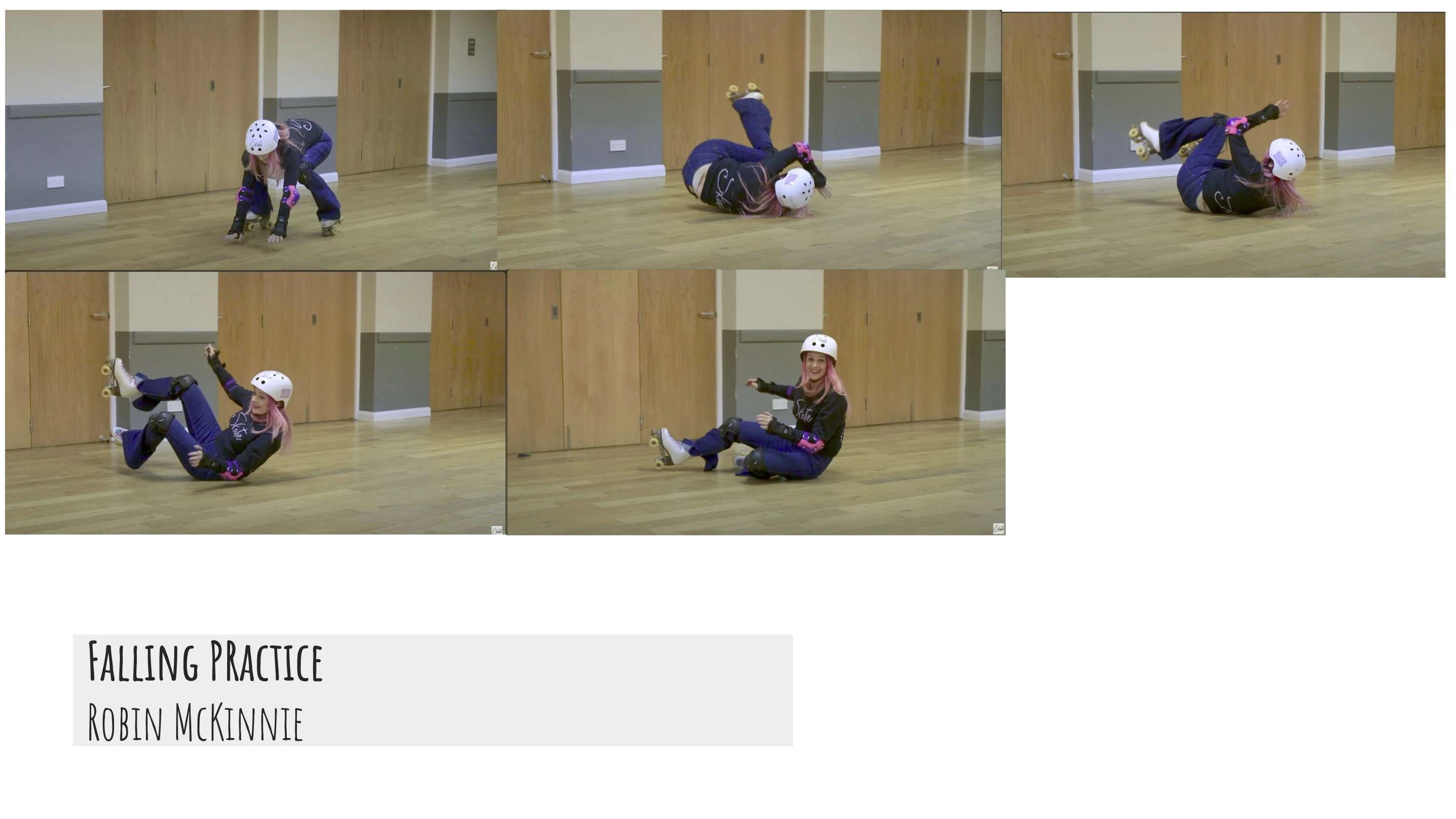 Falling Practice — cover page by Robin McKinnie showing roller skating fall sequence